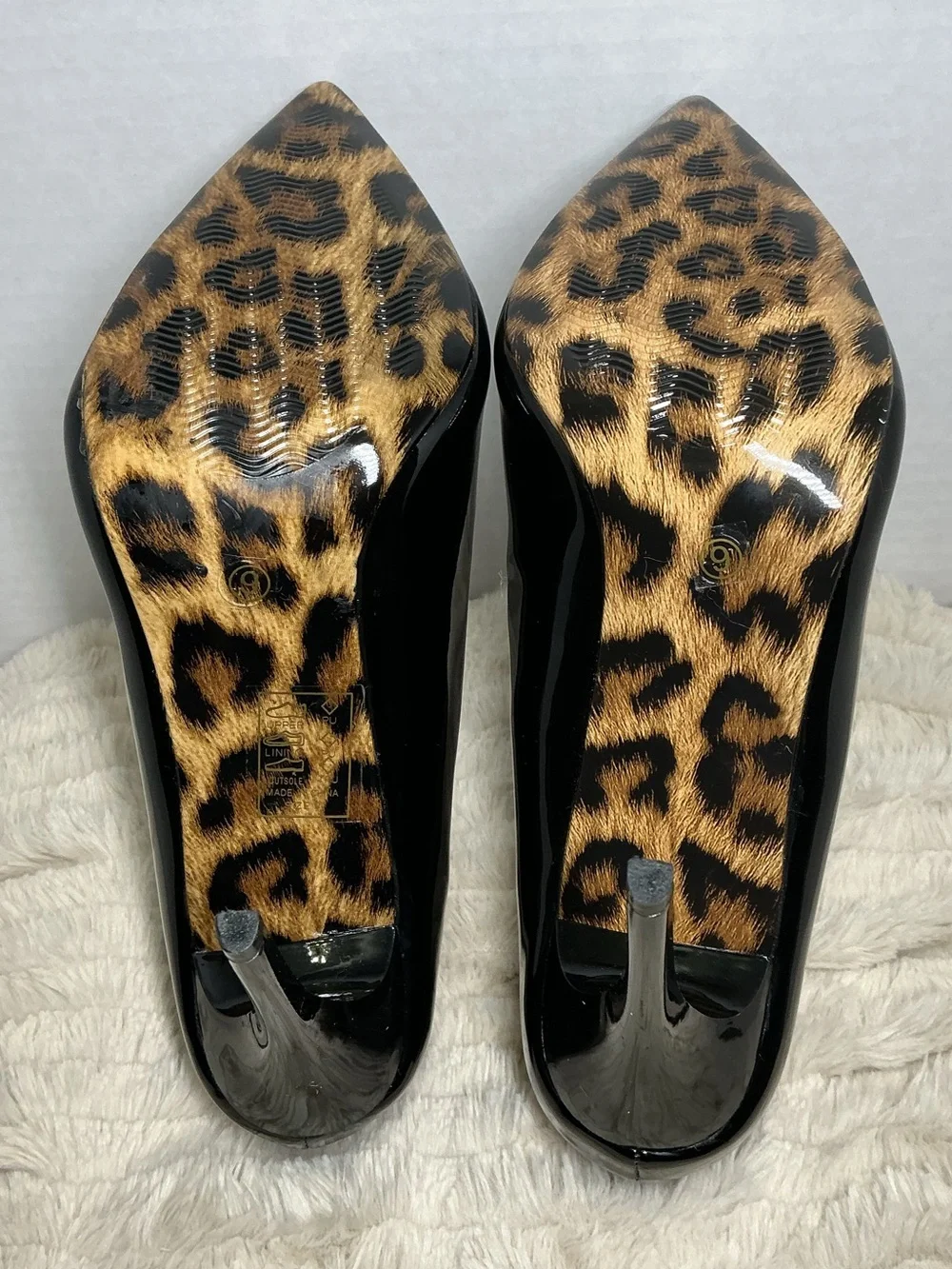 Azalea Wang Black Leopard Print Pointed Toe Stiletto Pumps Women’s Size 9 NWOB